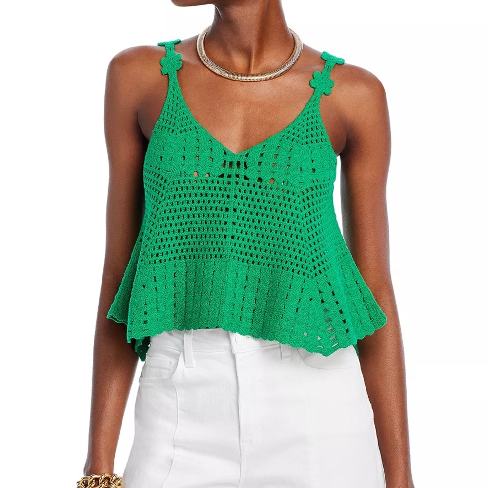 Aqua knit green tank in green